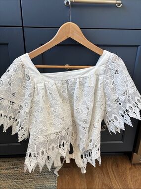 Ivory Lace Tie-Back Women's Blouse